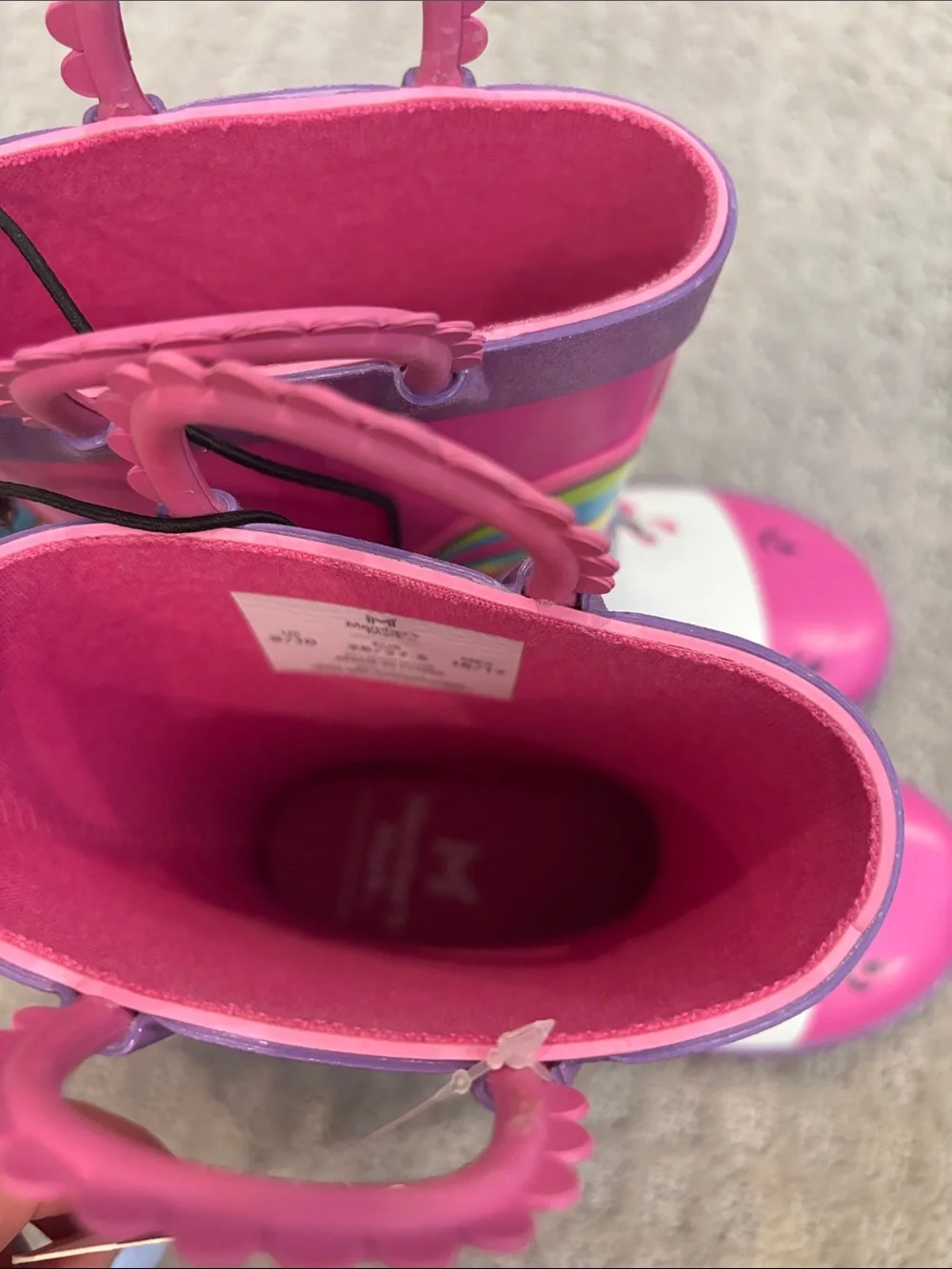 Girls Pink Unicorn Rain Boots - Kids Waterproof Boot size 9-10